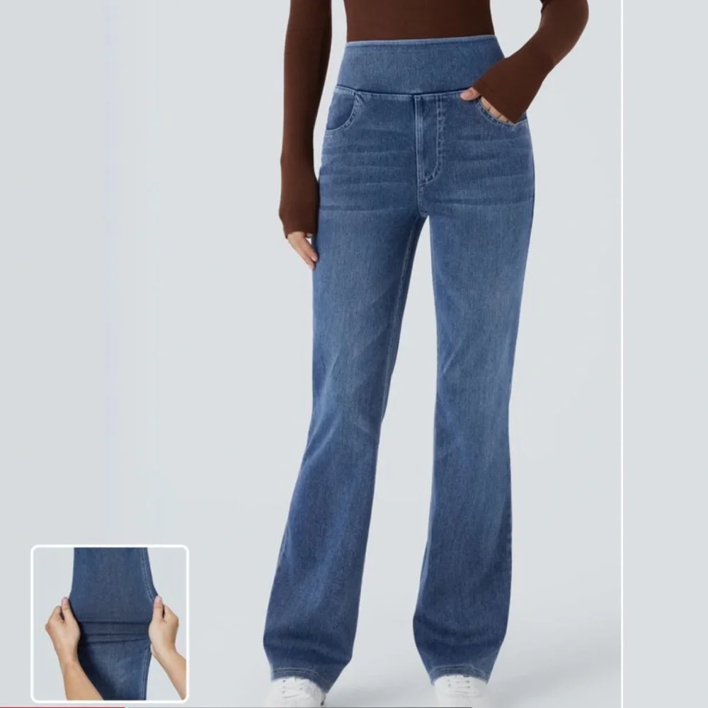 HALARA Women's High Rise Denim Jeans - Classic Blue - Picture 3 of 3